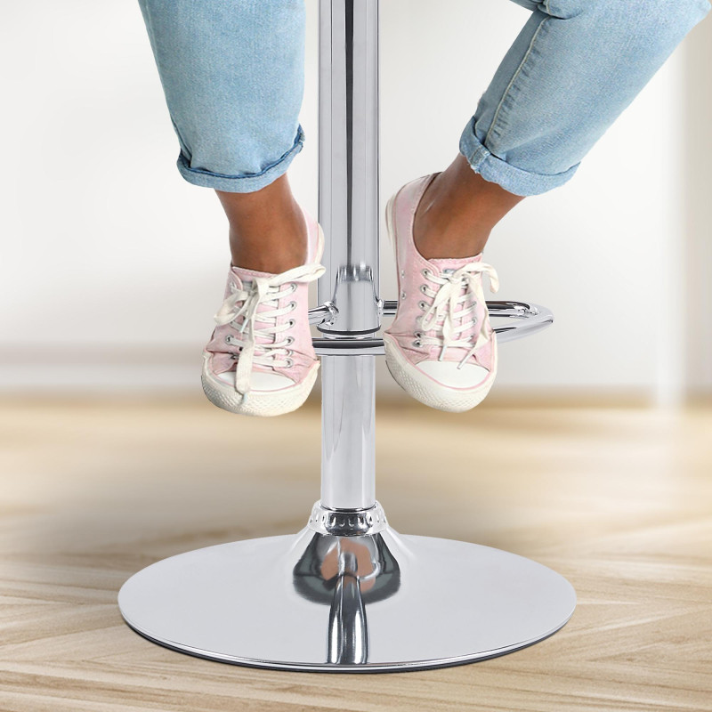 Tabouret de bar Solon en tissu chromé bleu