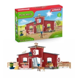 Figurines Animaux de la Ferme avec Accessoires - Coffret Ranch Américain Schleich de 92 Pieces avec Vache, Cheval Schleich, Coch