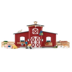 Figurines Animaux de la Ferme avec Accessoires - Coffret Ranch Américain Schleich de 92 Pieces avec Vache, Cheval Schleich, Coch