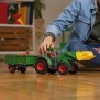 Tracteur et remorque, Coffre schleich avec 1 tracteur, 1 rremorque,  1 figurine humaine articulée, 1 figurine chien, pour enfant