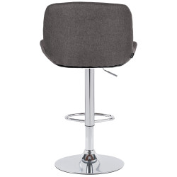 Tabouret de bar Solon, chrome et tissu gris foncé
