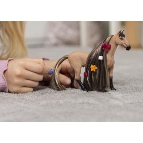 Figurine Étalon Akhal-Teké a coiffer- Coffret de 8 Pieces avec Figurine Cheval a coiffer pour Garçons et Filles - Cadeau pour