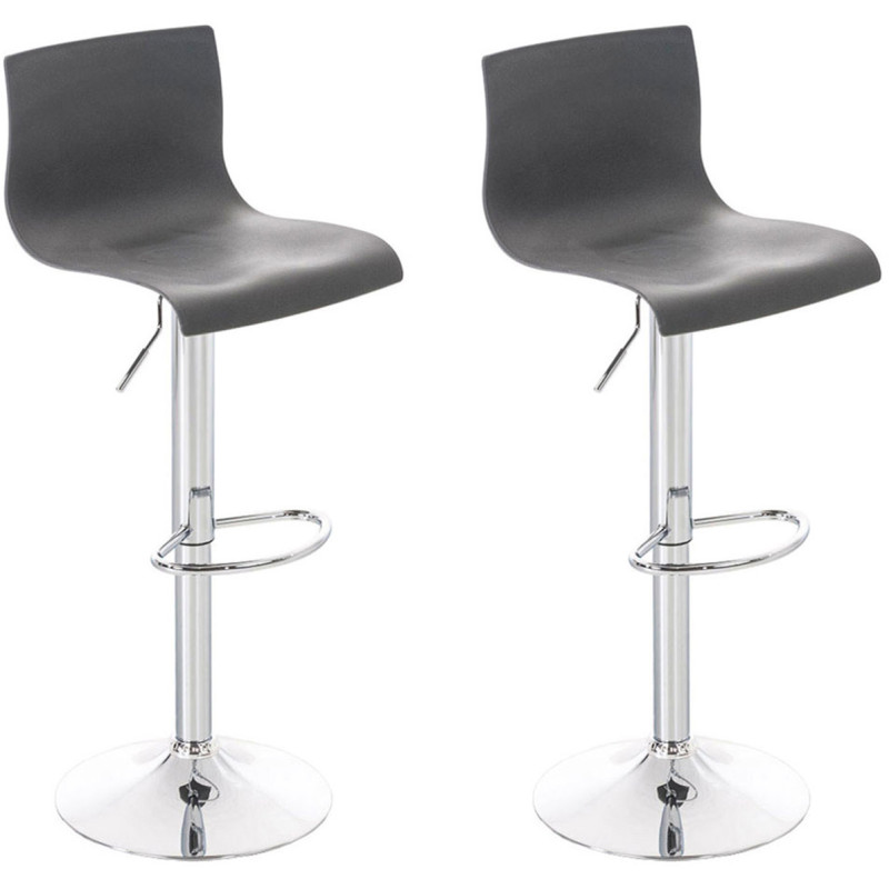 Lot de 2 tabourets de bar Hoover en plastique gris chromé