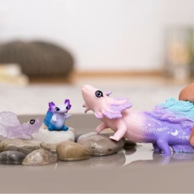 Figurine Animaux Marins - Coffret avec Salamandre Axolotl - Assortiment de 3 Jouets Schleich avec Maman et Bébé Axolotl - a offr