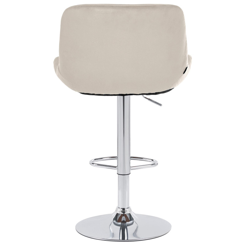 Tabouret de bar Solon en chrome et velours crème