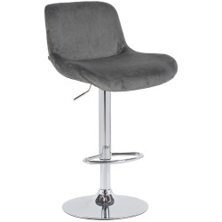 Tabouret de bar Solon en chrome et velours gris foncé