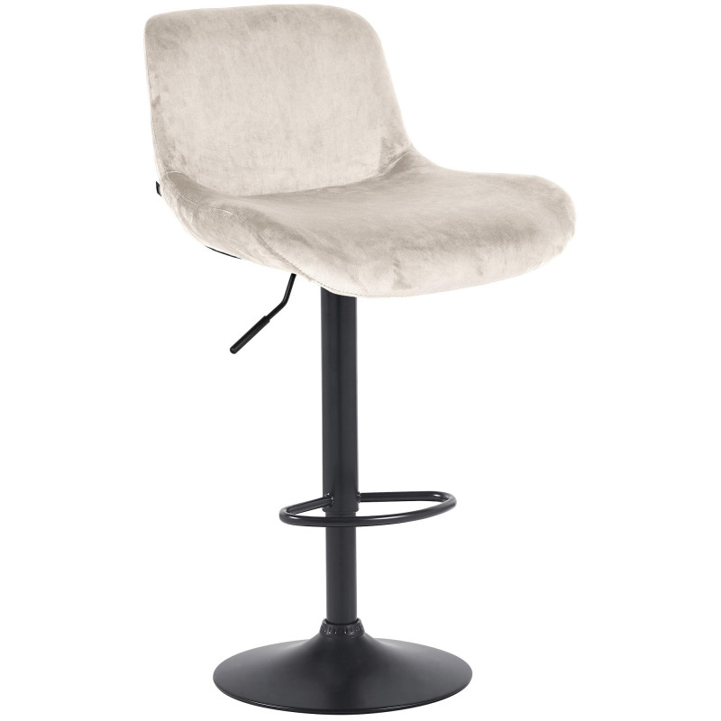 Tabouret de bar Solon en velours noir crème