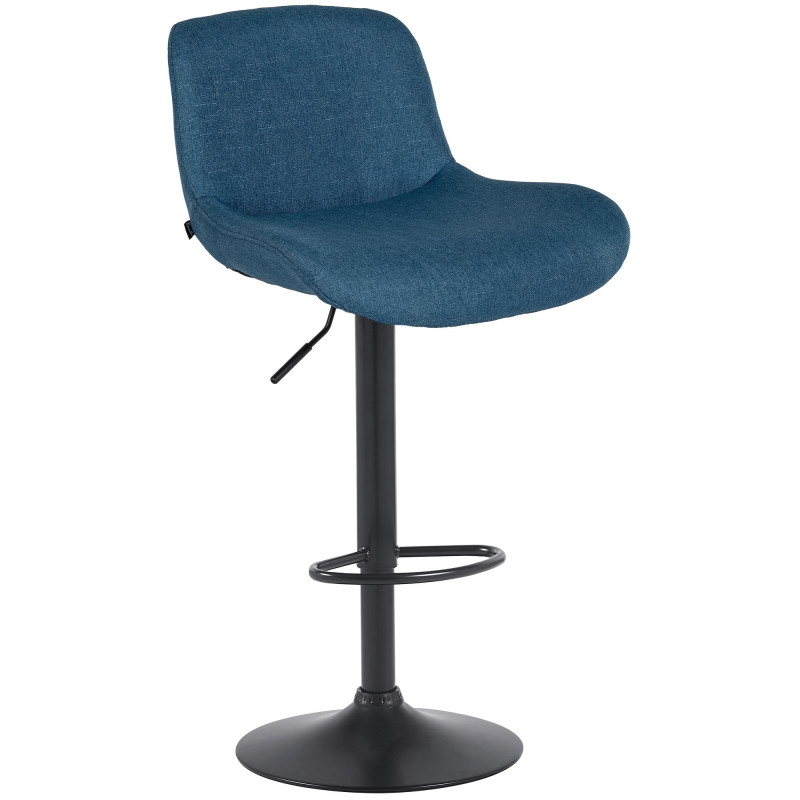 Tabouret de bar Solon, tissu noir bleu