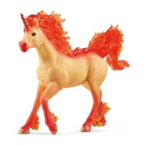 Figurine Étalon Licorne de Feu Elementa - Figurine Cheval schleich a la Criniere et Queue Transparentes - Pour Garçons et Filles