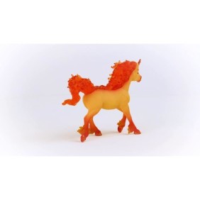 Figurine Étalon Licorne de Feu Elementa - Figurine Cheval schleich a la Criniere et Queue Transparentes - Pour Garçons et Filles