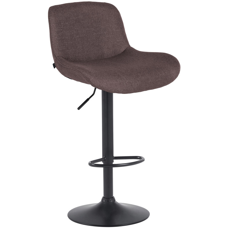 Tabouret de bar Solon, tissu noir brun foncé