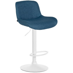 Tabouret de bar Solon, tissu blanc bleu