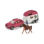 Voiture avec remorque pour chevaux, Coffret schleich avec 1 cheval schleich inclus, coffret figurines pour enfants de 5 ans,