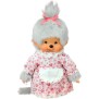 Peluche Monchhichi Mamie - BANDAI - 20 cm - Gris et rose - Convient aux enfants a partir de 24 mois