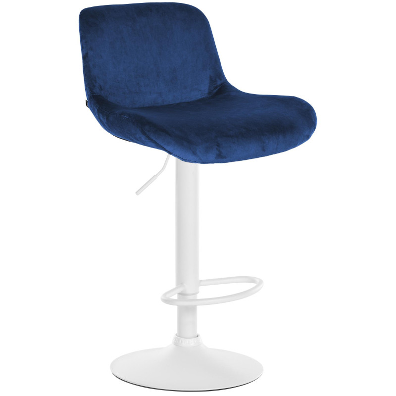 Tabouret de bar Solon en velours blanc bleu