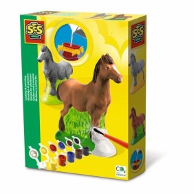 Moulage et peinture - Cheval - SES CREATIVE - Moule latex, support de séchage, plâtre, peinture et pinceau inclus