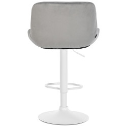 Tabouret de bar Solon velours blanc gris
