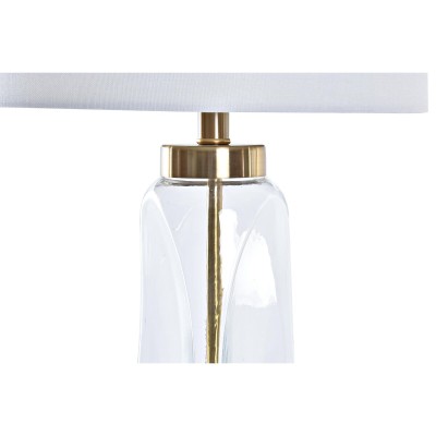 Lampe de bureau DKD Home Decor 36 x 36 x 64 cm Verre Doré Métal Transparent Blanc 220 V 50 W