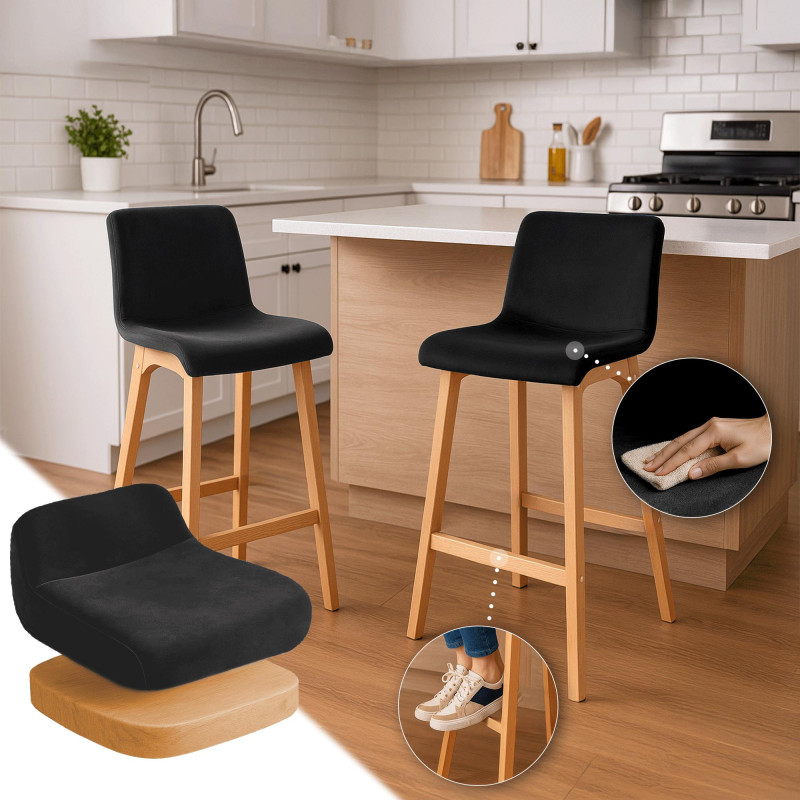 Tabouret de bar Hoover en velours Natura noir