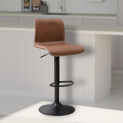 Tabouret de bar Henchy, simili cuir marron