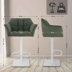 Tabouret de bar Damaso W Cord vert