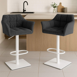 Tabouret de bar Damaso W Cord gris foncé