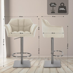 Tabouret de bar Damaso E Cord crème