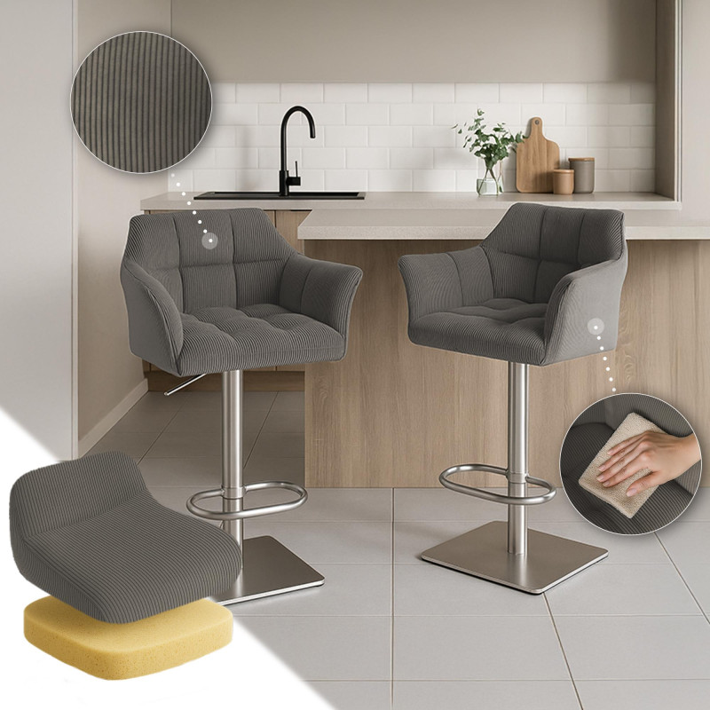 Tabouret de bar Damaso E Cord taupe