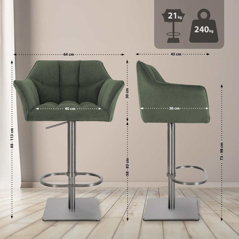 Tabouret de bar Damaso E Cord vert