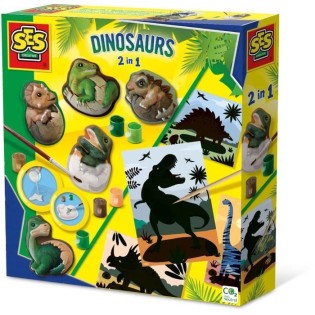 Dinosaures 2 en 1 - Moulage et peinture et scratch - Loisirs créatifs - SES CREATIVE - Mouler, peindre et scratcher des dinosaur