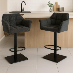 Tabouret de bar Damaso B Cord gris foncé