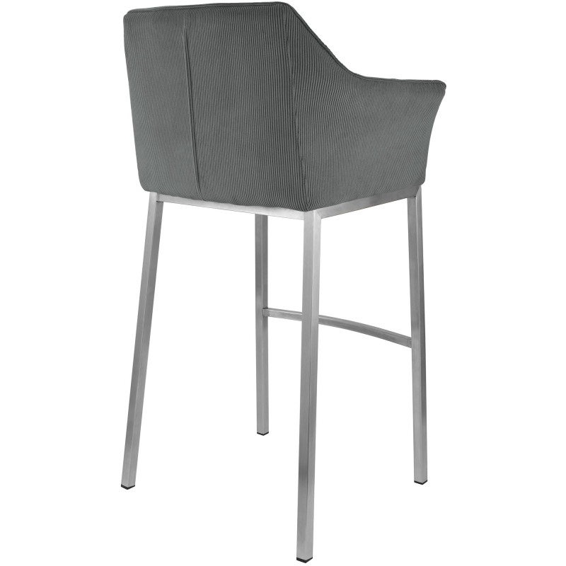 Tabouret de bar Damaso E Cord avec structure à 4 pieds gris