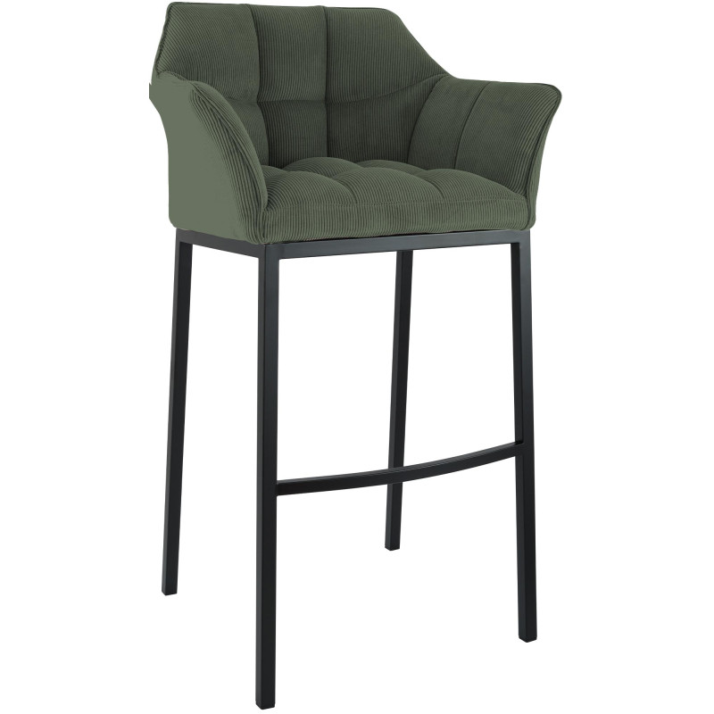 Tabouret de bar Damaso B Cord avec piètement à 4 pieds vert
