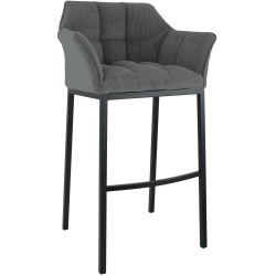 Tabouret de bar Damaso B Cord avec piètement à 4 pieds gris