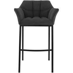 Tabouret de bar Damaso B Cord avec structure à 4 pieds gris foncé