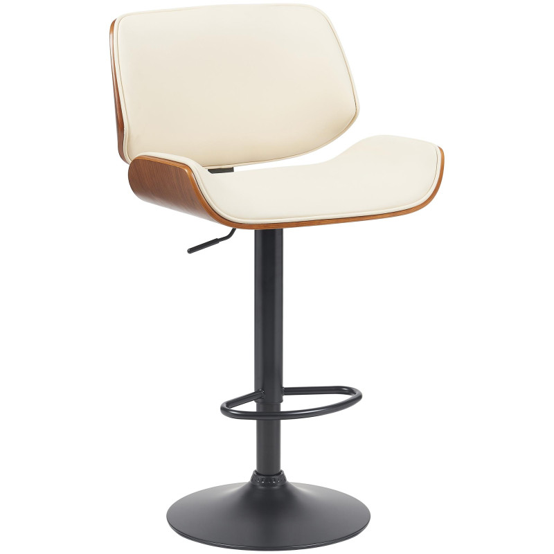 Tabouret de bar Beverley B similicuir noyer/crème
