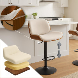 Tabouret de bar en tissu Beverley B noix/crème