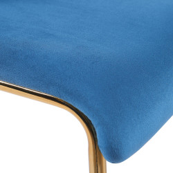 Tabouret de bar Hoover en velours de 4 pieds, doré et bleu