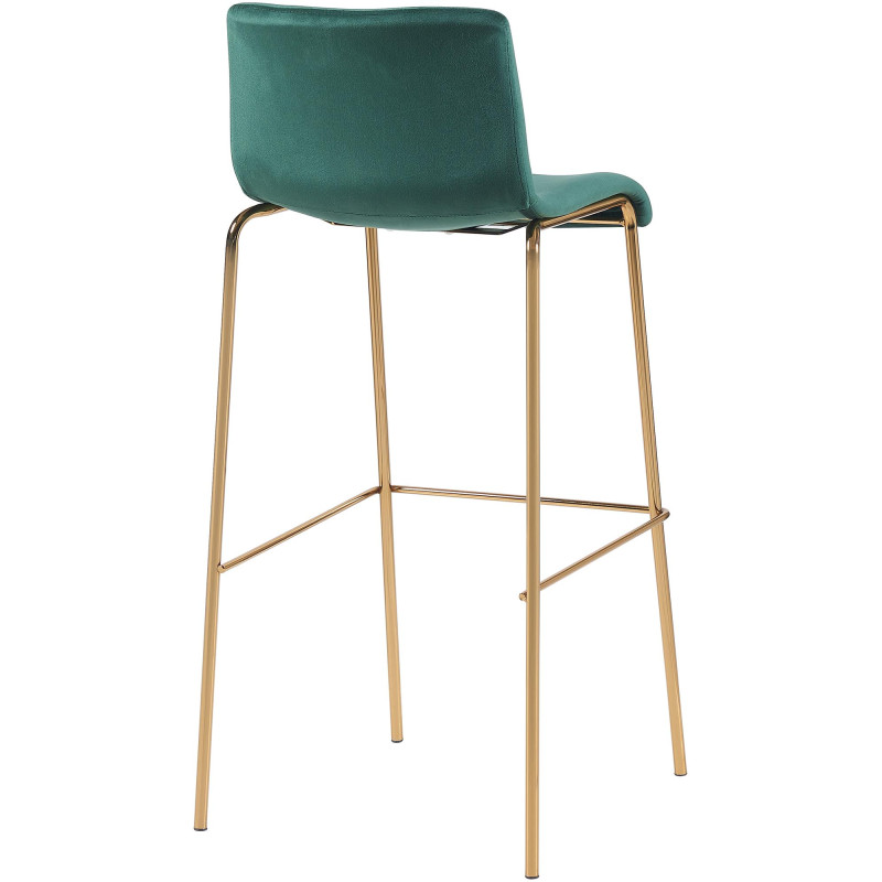 Tabouret de bar Hoover en velours, 4 pieds, doré vert