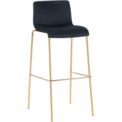 Tabouret de bar Hoover en velours, 4 pieds, doré noir