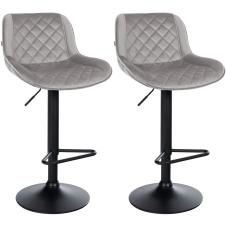 Lot de 2 tabourets de bar en velours Kasson gris