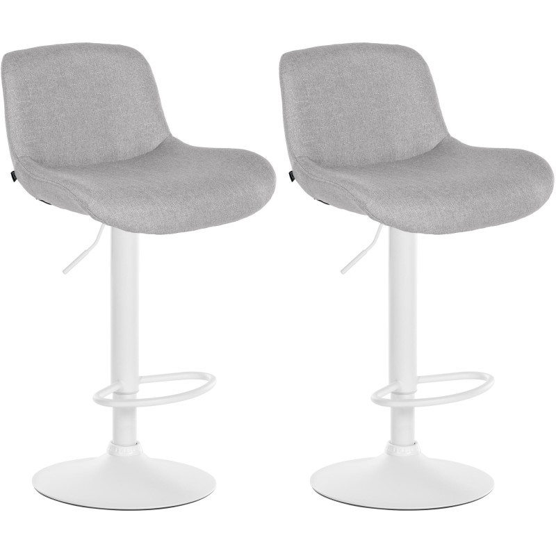 Lot de 2 tabourets de bar Solon tissu blanc gris clair