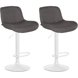 Ensemble de 2 tabourets de bar Solon, tissu blanc gris foncé