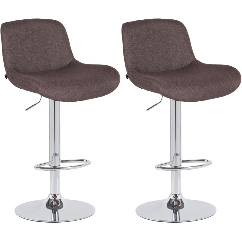 Lot de 2 tabourets de bar Solon chromé tissu marron foncé
