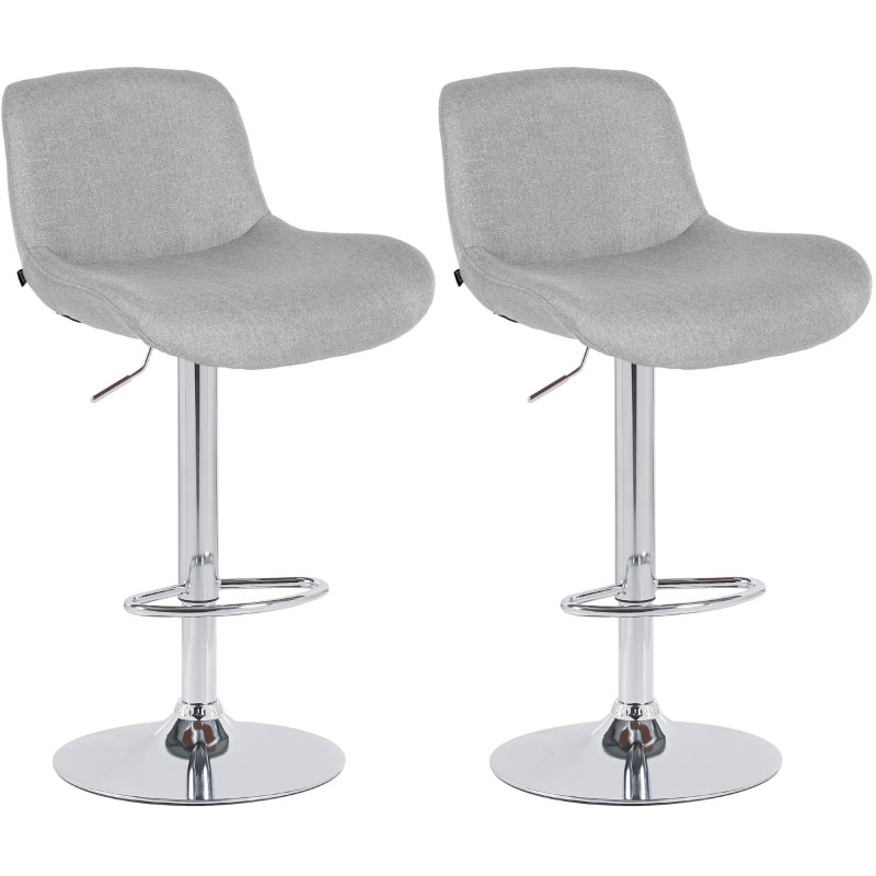 Lot de 2 tabourets de bar Solon chromé tissu gris clair