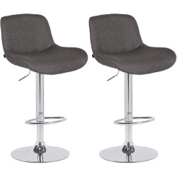 Lot de 2 tabourets de bar Solon chromé tissu gris foncé