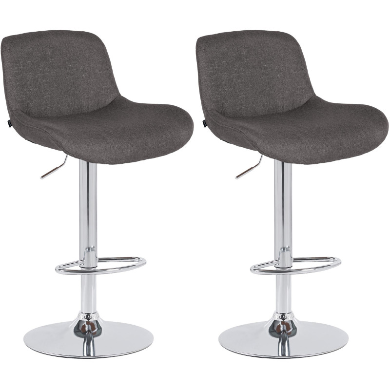 Lot de 2 tabourets de bar Solon chromé tissu gris foncé