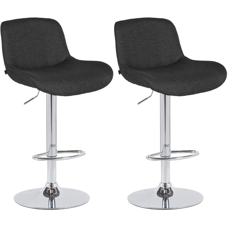 Lot de 2 tabourets de bar Solon chromé tissu noir