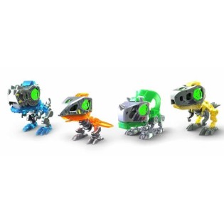 Pack 4 Robots Dino a Construire YCOO - BIOPOD - Rouge - Effets Sonores et Lumineux - A partir de 5 ans