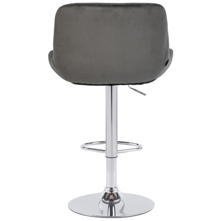 Lot de 2 tabourets de bar Solon, chromés et velours gris foncé